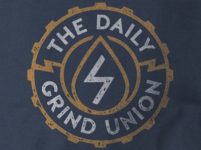 The Daily Grind Union apparel badge coffee distressed emblem lighting shirt t shirt type typography