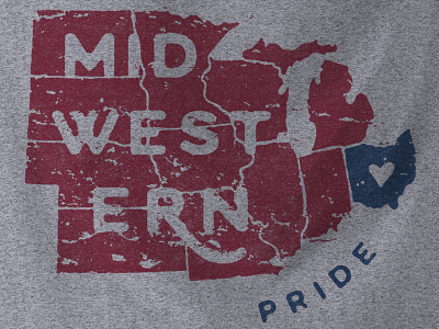 Midwestern Pride apparel distressed midwest ohio pride states t shirt type typography usa
