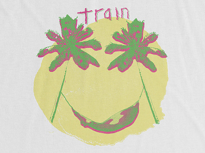 Train / Palm Trees Smiley Tank Top apparel beach merch music paint palm trees smiley summer tank top train