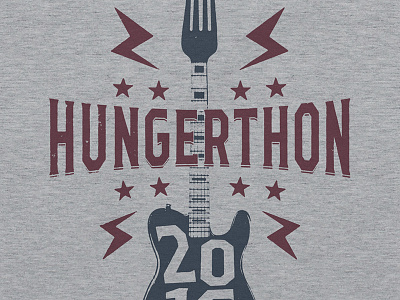 2016 Hungerthon T-Shirt apparel charity fork guitar hungerthon music organization radio stars t shirt vintage