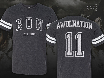 Awolnation / RUN 2-Year Anniversary Limited T-Shirt anniversary apparel awolnation jersey merch retro run t shirt varsity vintage