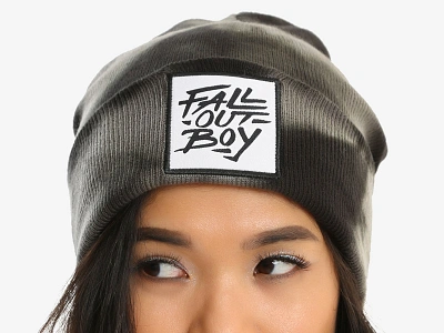 Fall Out Boy / Brush Logo Acid Wash Beanie acid wash beanie brush emo fall out boy hand lettering hot topic lettering logo merch music punk