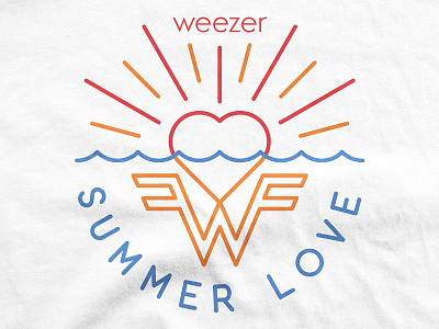 Weezer / Summer Love beach heart love merch monoline music ocean pacific daydream shirt summer t shirt weezer