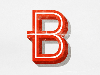 B is for Brent #3 3d b brent depth grunge old red sans serif shadow texture type typography vintage