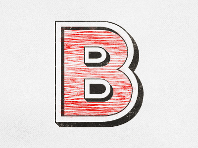 B is for Brent #4 3d b brent depth grunge old red scribble texture type typography