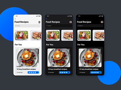 Food Recipe app dark mode design food gradients recipe recipes shadows typography ui ui ux user experience user inteface ux