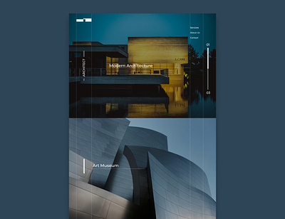 Landing page about modern architecture design shadows typography ui ui ux user experience ux