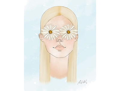 spring art color design digital digitalart draw flower girl illustration portrait procreate spring yellow