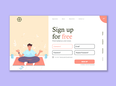 Sign Up Prototype - Find Balance branding color design graphic design illustration logo typography ui ux vector webdesign yoga