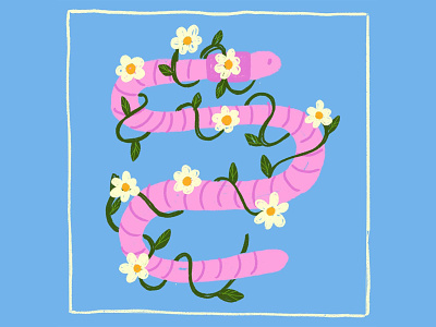 Decorated Worm botanical botanical illustration digital illustration doodle fauna floral florals hand drawn illustration nature spot illustration whimsy worm