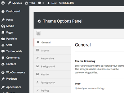 WordPress 3.8 Theme Options Panel admin dashboard design websites wordpress