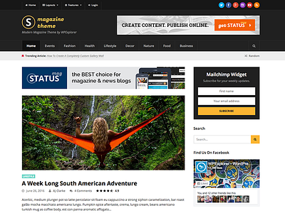 Status Wordpresss Magazine Blog Theme