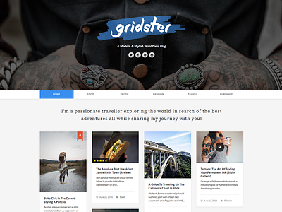 Gridster - A Responsive WordPress Blog Theme blog clean elegant grid masonry modern parallax templates theme themes travel wordpress