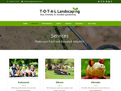 Landscaping - Total WordPress Theme Demo business eco environmental gardening green landscaping services small business templates themes website wordpress