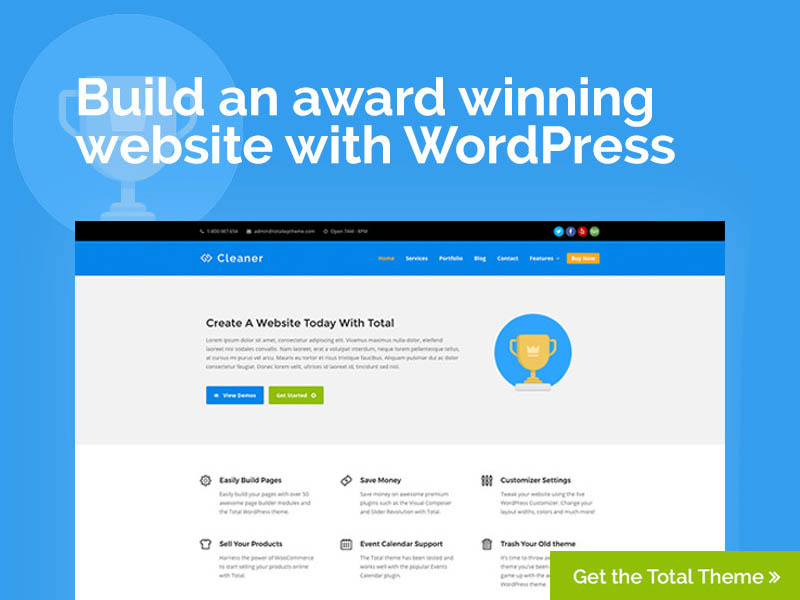 Cleaner Total WordPress Theme Website seo colorful page builder web design website wordpress theme wordpress