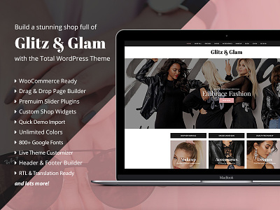 Glitz & Glam WooCommerce Shop Design design e-commerce ecommerce shop store web design website wordpress wordpress theme