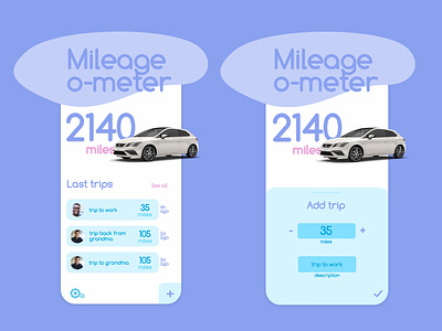 Mileage-o-meter app app ui design flat minimal simplistic ui