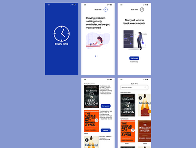 Study Time adobexd bookstore figmadesign illustraion ios app reminder app study