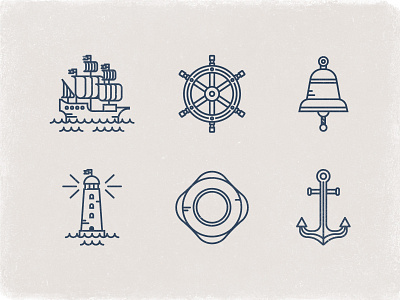 Nautical Icons app branding icon icon set iconography icons illustration logo minimal nautical symbol ui vector web