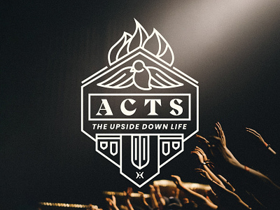 Acts - Series Art acts badge bible book branding church dove fire graphic design icon illustration lineart logo series study upside down vector