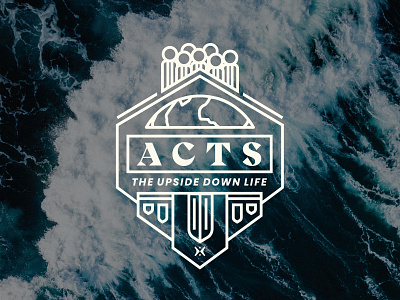 Acts - Series Art acts badge bible branding church dark design disciples earth graphic design icon illustration lineart logo series study typography upside down vector water