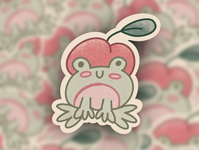Just Peachy- Frog Sticker Design illustration procreate sticker