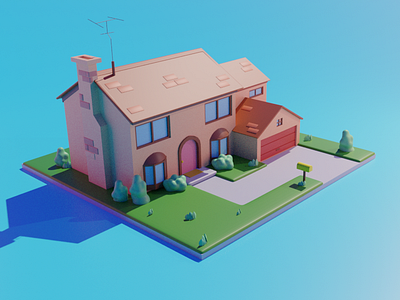 Simpsons house 3d art 3darchitecture 3dartist 3dartwork 3dmodelling 3dmovie blender3d blender3dart blendercycles illustration3d