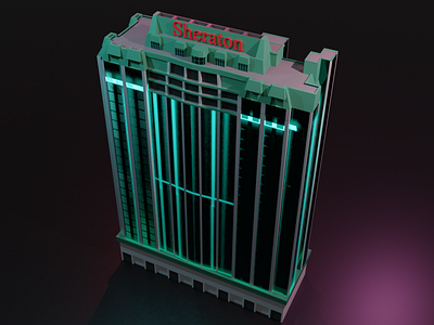 sheraton building 3d 3d art 3dblender 3dbuilding blender3d cycles illustration3d modeling renders