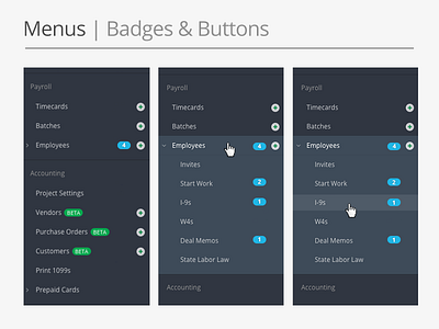 Menu Badges data icons ui ux