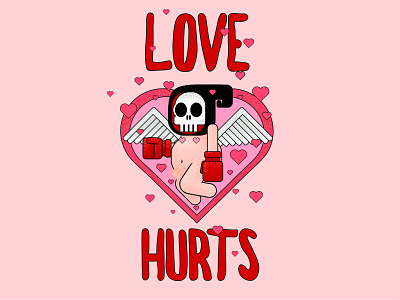 Love Hurts cupid design illustrator love reaper valentines