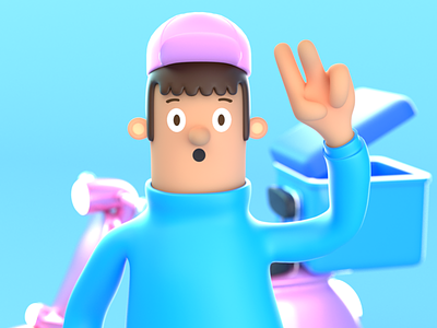 Delivery Character Expression 2. 3d art 3d illustration character character design hat illustration render rigging