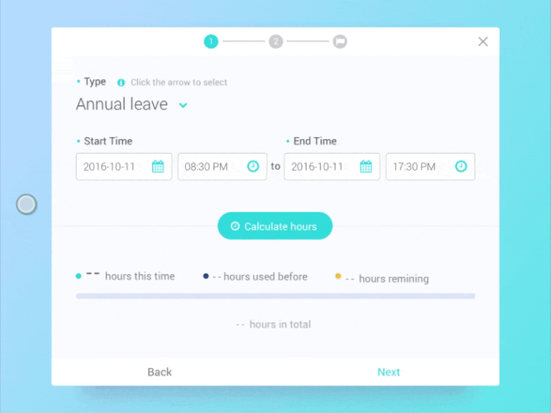 UI Kit | Leave application usage animation calendar date picker gif kit leave period request schedule time counter ui