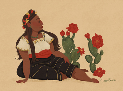 Flores mexicanas character digital illustration sketch