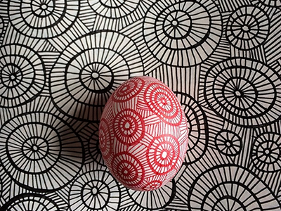 Eggscellent Pattern black egg pattern red