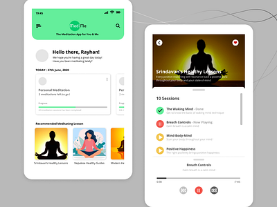 Meditation App UI Design app design design design challenge influenced smartphone mockup ui uiux uiux design ux