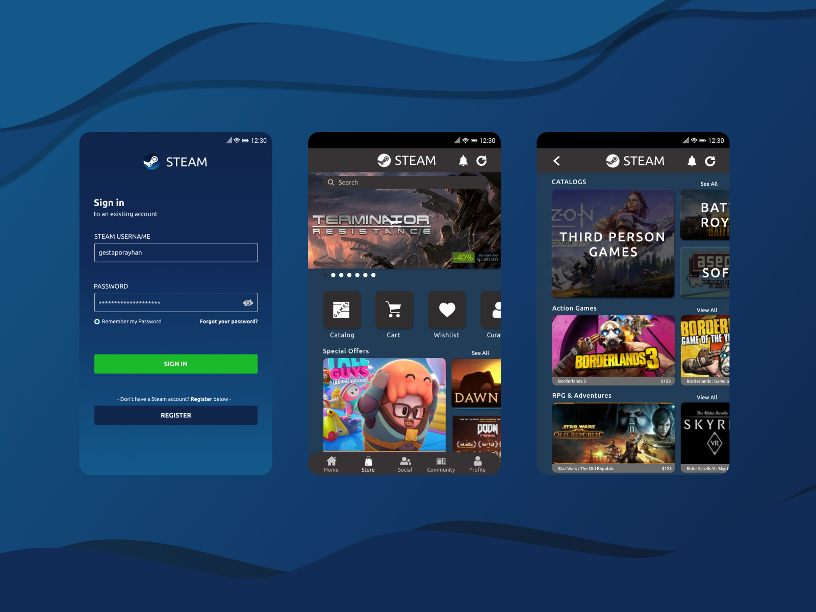 Steam.design app mockup by Rajath R on Dribbble