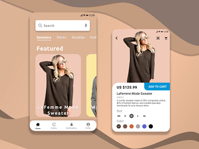 e-Fashion Shopping Application app design design mobile smartphone mockup ui
