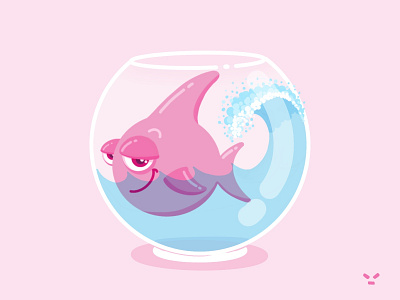 Pink shark aquarium fish flatdesign illustration pink procreate