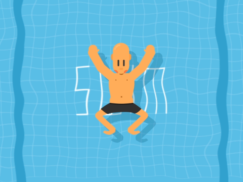 Summer is gone 2d character gif motion swimming