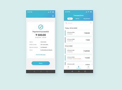 Healthcare payment screens finance mobile payment transaction