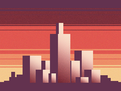 City city flat minimal sunset town