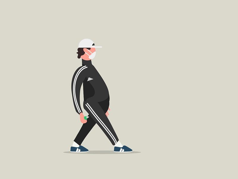 Walking in suit adidas animation character motion smoke suit vape walker walking