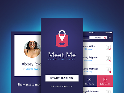 Meet Me - iOS Speed Dating app apple application blue date dating design flat ios ipad iphone sketch