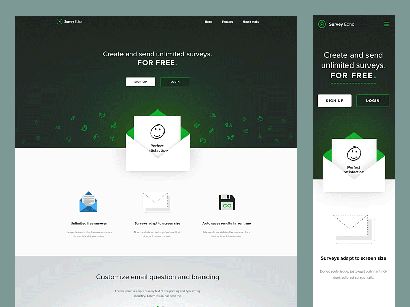 Echo Survey landing page design design elpassion flat kmita landing landing page responsive