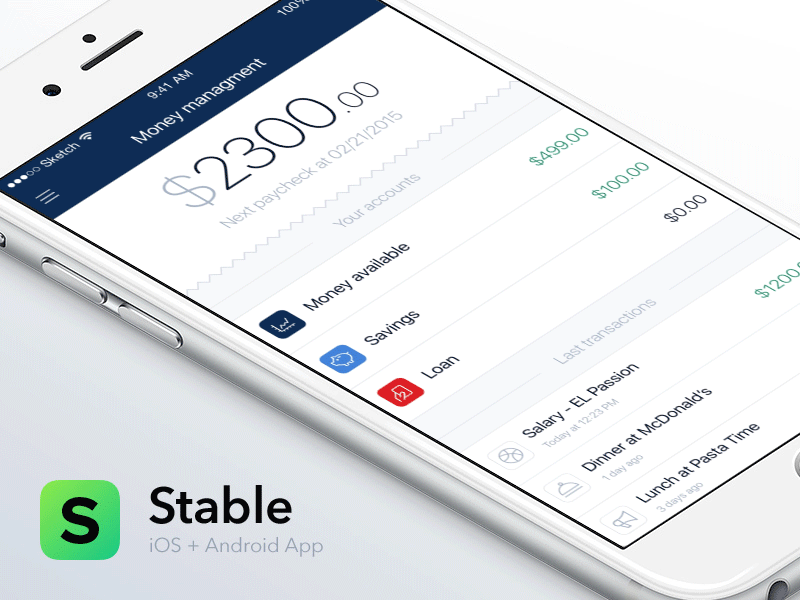 Stable animated dashboard account android app apple application dashboard details finance ios iphone mobile sketch