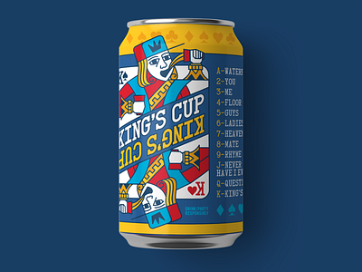 King’s Cup beer beer branding beer label can college contest drinking drunk eliq eliq eliqs games gaming hearts illustration king playingcards royal spades vector
