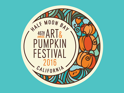 Pumpkin Festival Logo (Concept) autumn california colorful design festival logo festival poster flat flatdesign harvest illustration logo ocean orange pumpkins vector waves
