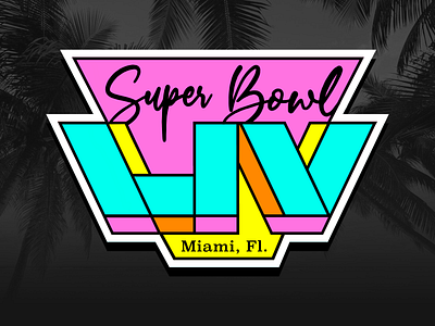 Super Bowl LIV Miami (Concept) 80s 80s style branding color palette concept concept logo dolphins florida football identity miami neon nfl sbliv south beach sports super bowl super bowl liv touchdown vice city