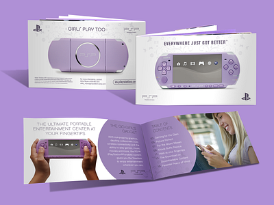 Lilac PSP Launch Booklet booklet brochure controller events gaming girls handheld information leave behind lilac mobile playstation portable psp public relations sony takeaway teens tradeshow tween