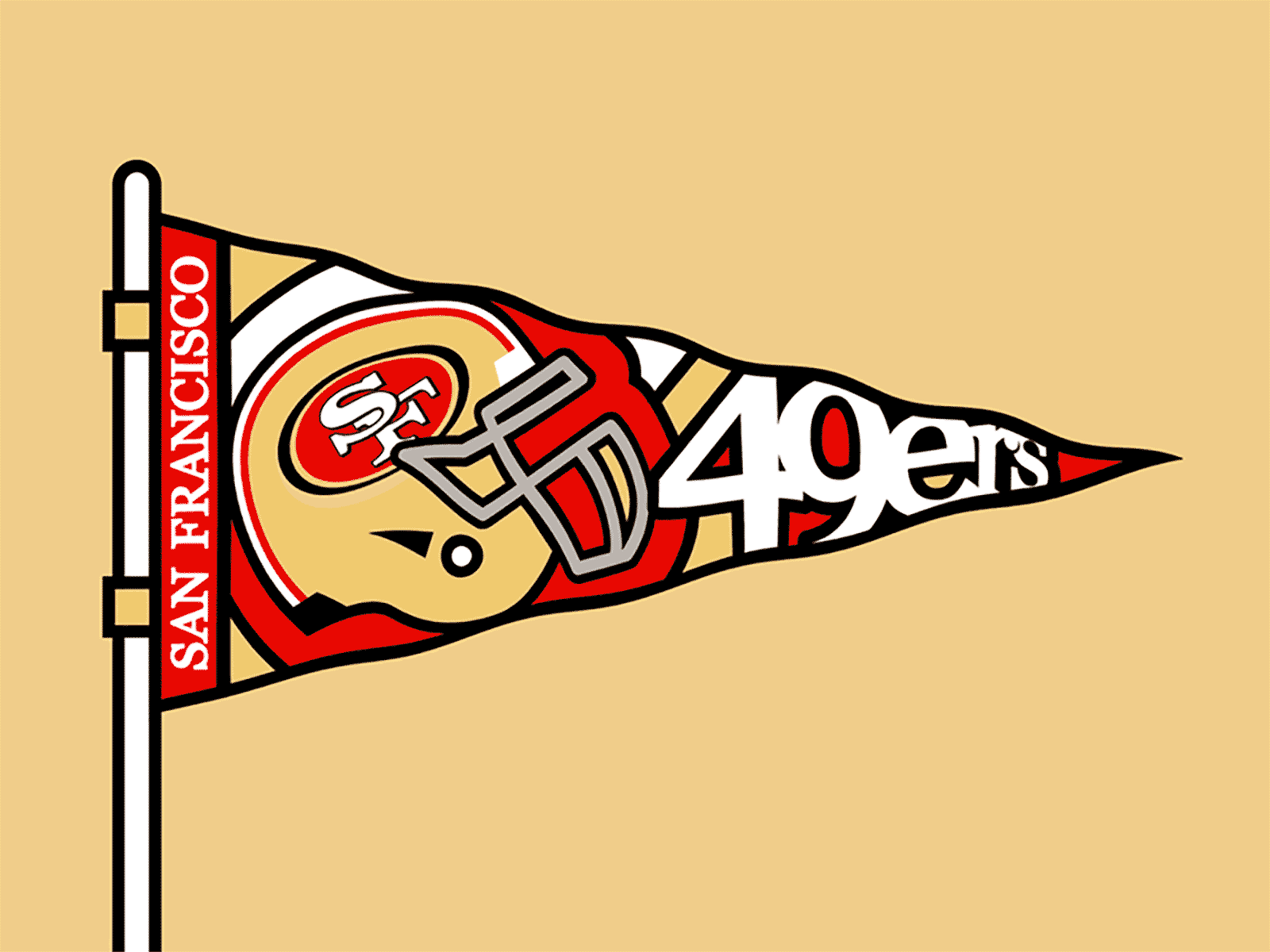 San Francisco 49ers Pennant 49ers after effects animated animation flag football gold illustration niners pennant red san francisco sports vector vectors waving weekly warm up west